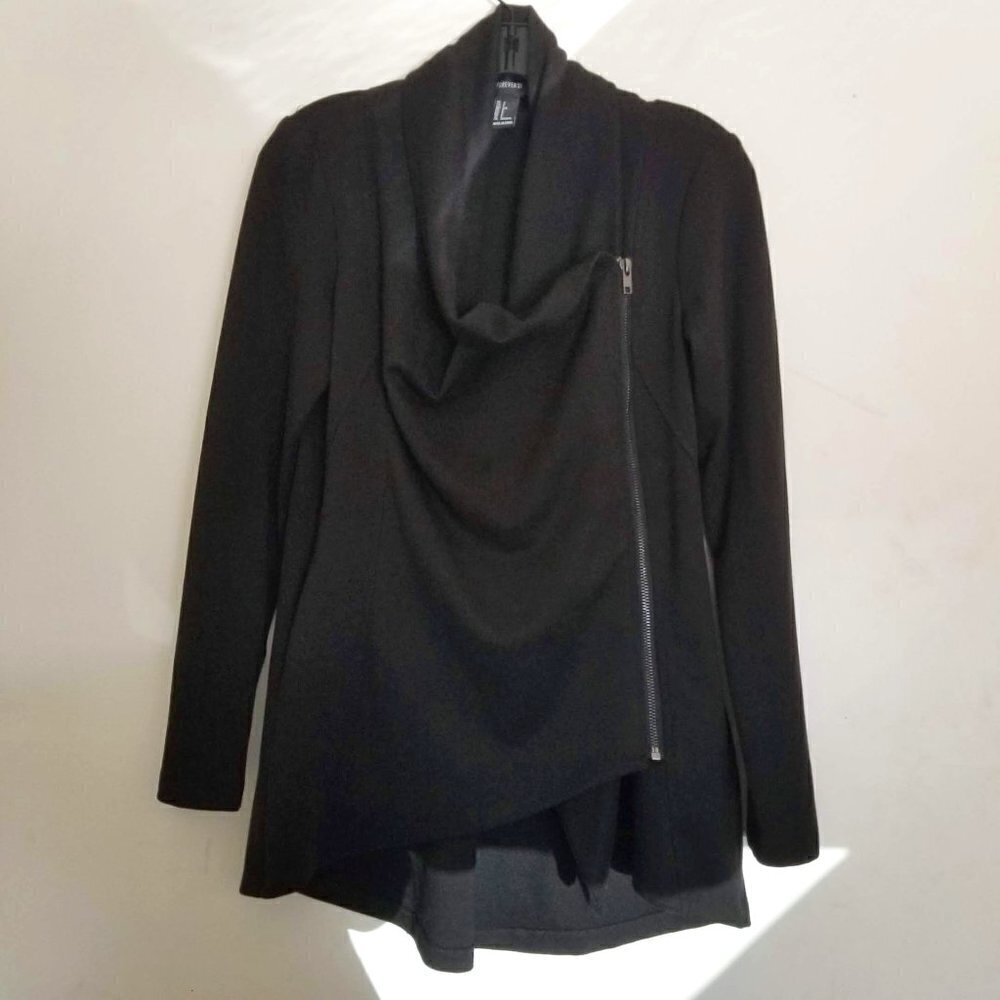 Forever 21 Moto Zip Up Long Sleeve Fleece Jacket S